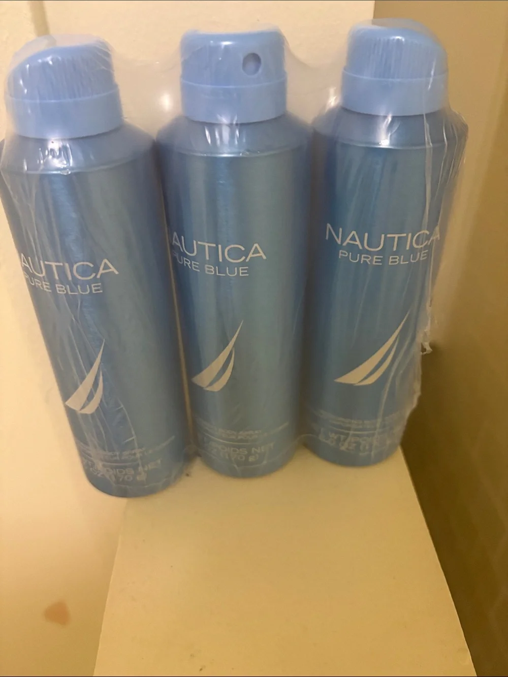 Nautica Pure Blue Body Spray - Light Blue Cans (Set of 3)